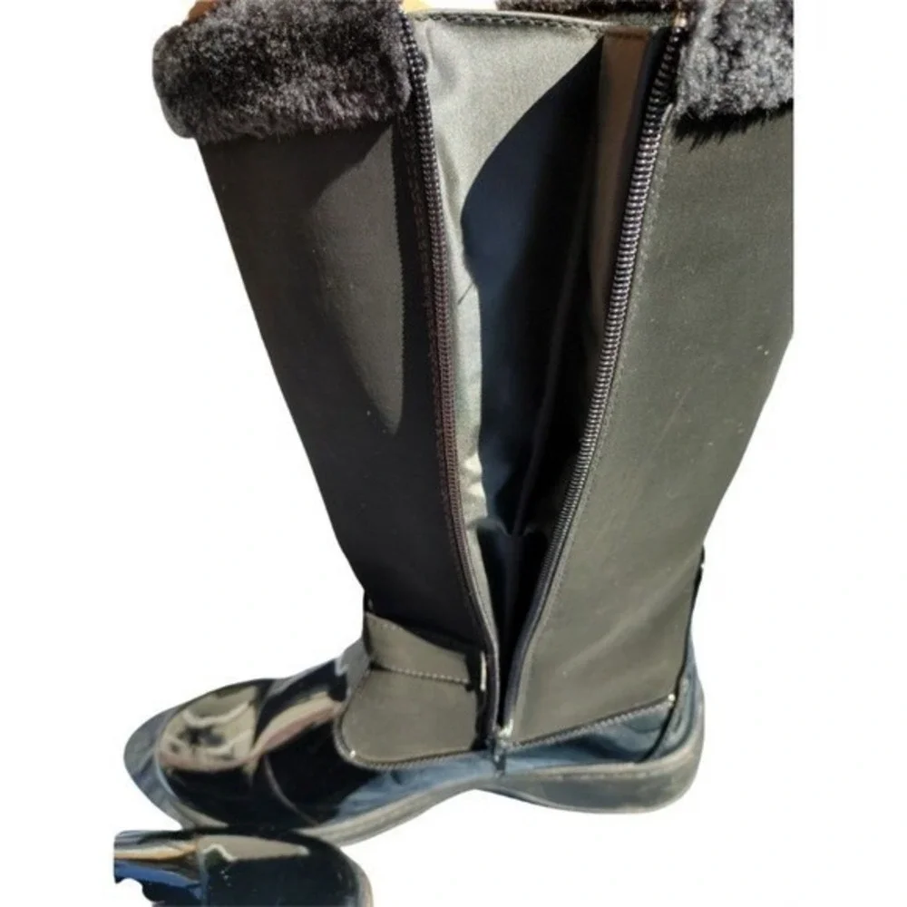 WOMENS TUNDRA TALL BOOTS SIZE 10 BLACK/BLACK PATENT LEATHER